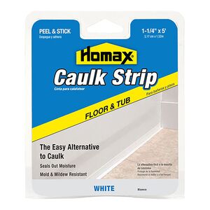 Homax Floor and Tub Caulk Strip White 1.25inch x 5ft Homax Floor and Tub Caulk Strip White 1.25inch x 5ft